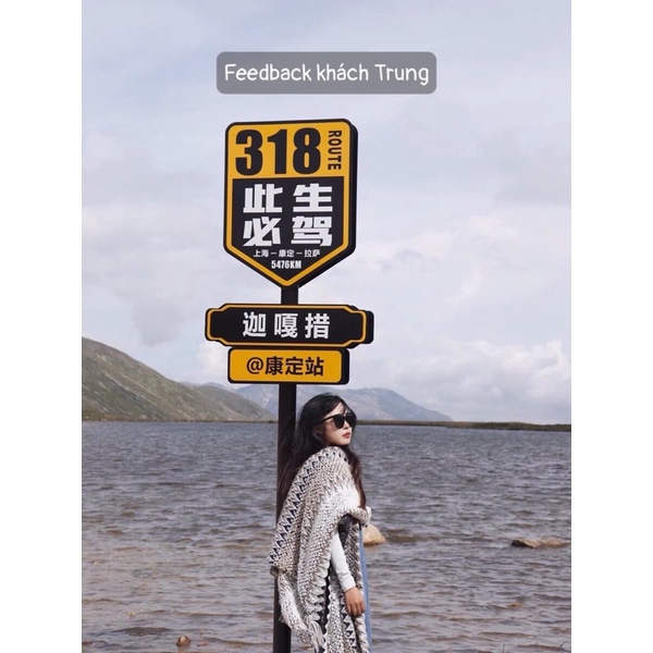 Áo len choàng hoạ tiết thổ cẩm boho