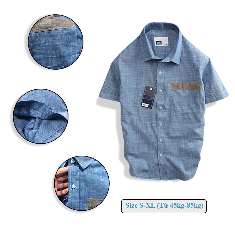 Áo sơ mi nam ngắn tay, sơ mi nam cao cấp, công sở, đẹp, phối túi cá tính vải linen xịn xò nhẹ mát | BigBuy360 - bigbuy360.vn