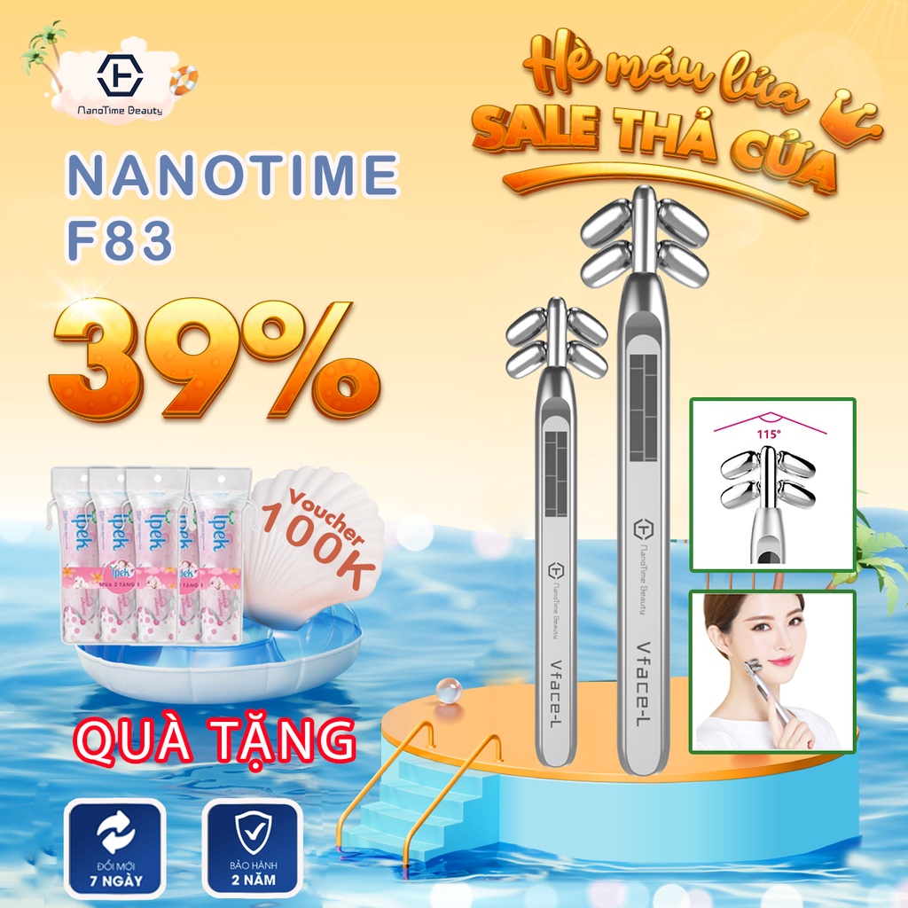 Dụng cụ lăn massage thon gọn mặt , cằm Vline NanoTime Beauty VFace F83 và F83L chính hãng Nhật Bản