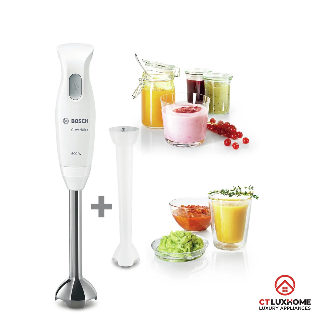 Máy xay thực phẩm cầm tay Bosch MSM26130 600W, 220V, 50/60Hz, Kèm chân cắt mỏng SlimFoot