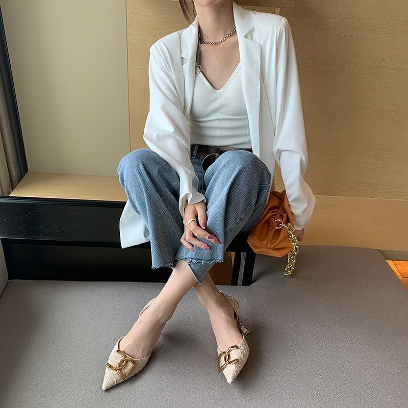 Giày Cao Gót Mũi Nhọn Phong Cách Pháp Quyến Rũ Cho Nữ