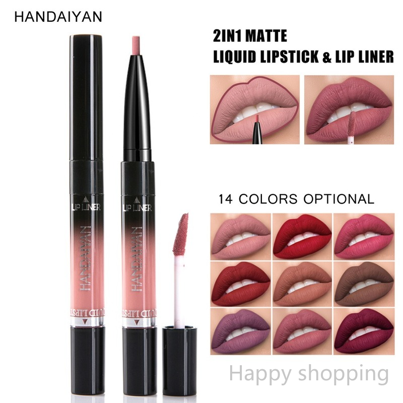 (Hàng Mới Về) Son Môi Kiêm Bút Kẻ Viền Môi Hai Trong Một Không Phai Không Dính Cốc Handaiyan | BigBuy360 - bigbuy360.vn