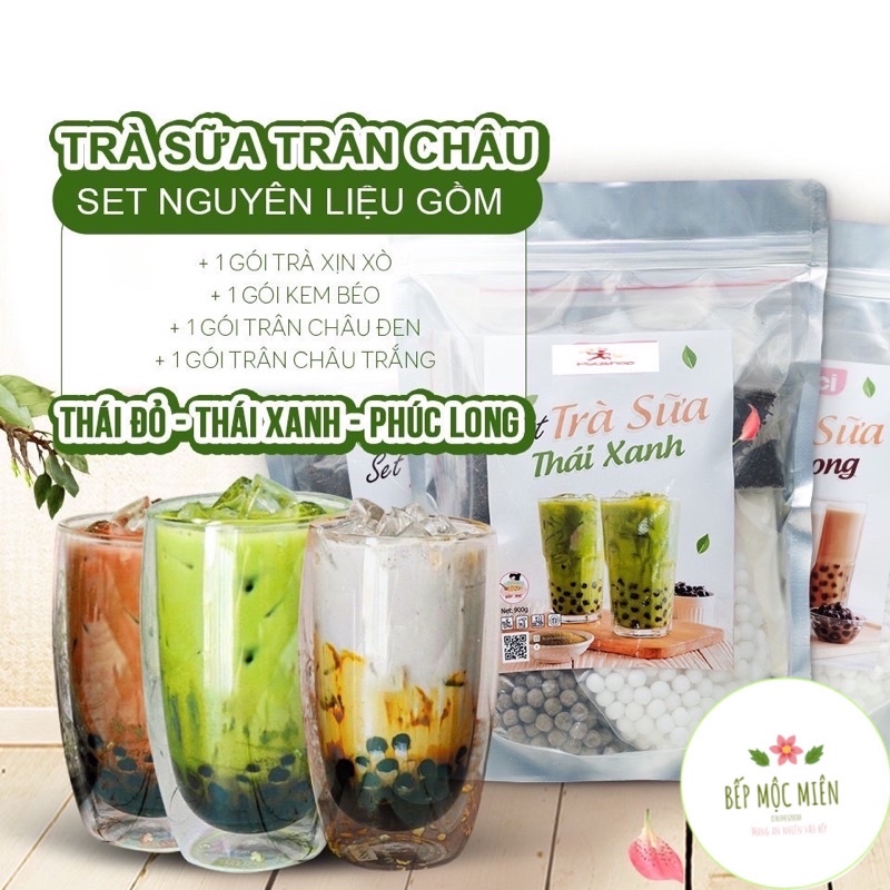 Set Nguyên Liệu Pha Trà Sữa Phúc Long, Thái Xanh, Thái Đỏ (25-30 Ly)