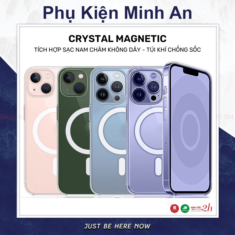 Ốp Lưng iP 14 Pro Max Plus Điện Thoại Hỗ Trợ Sạc Không Dây Trong Suốt Chống Sốc 4 Góc - Minh An Saigon
