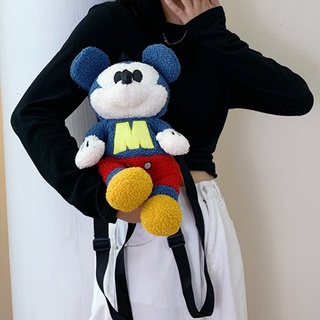 New Plush Bags Mickey Cow Mini Girls Fashion Backpack Messenger Bag Cartoon Doll Shoulder Bag Kids Handbag