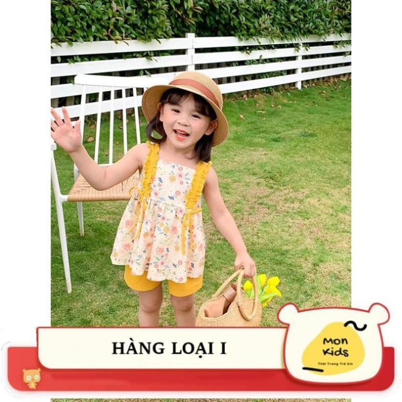 [Cao cấp] Set váy áo hoa nhí 2 dây vải thô mềm, set trang phục set cho bé gái từ 8-20kg - Mon Kids