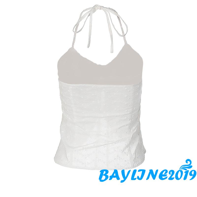 Áo Crop Top Không Tay Hở Lưng Màu Trơn Phối Ren Gợi Cảm Cho Nữ