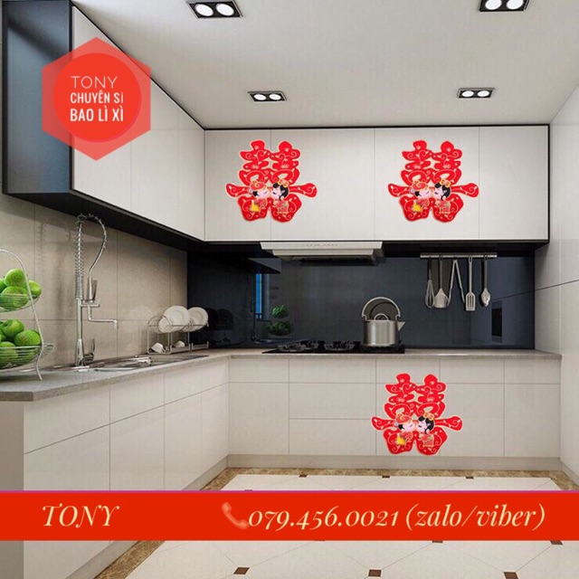 (CƯỚI) CHỮ SONG HỶ TÂN LANG TÂN NƯƠNG 3D NỔI SIZE ĐẠI - Tặng keo dán