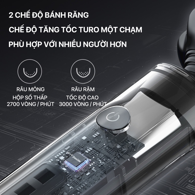 Máy Cạo Râu Nam Xiaomi Showsee F305-GY Công suất mạnh Chống nước IPX7 Màn hình LED thông minh - Bảo Hành 12 Tháng