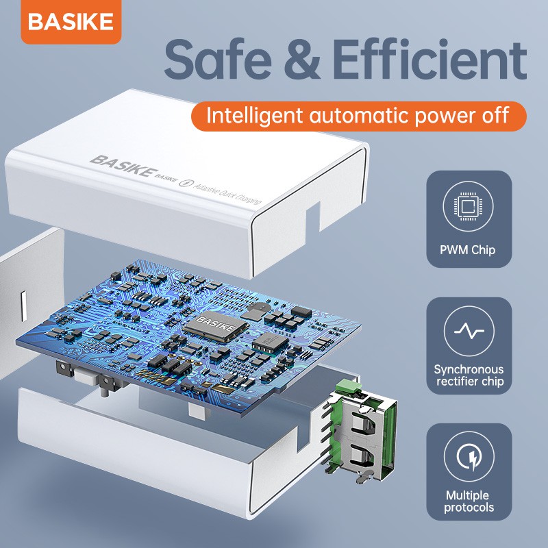 Củ Sạc Nhanh BASIKE AS56 Mini 22.5W QC3.0 Cho iPhone HUAWEI Samsung