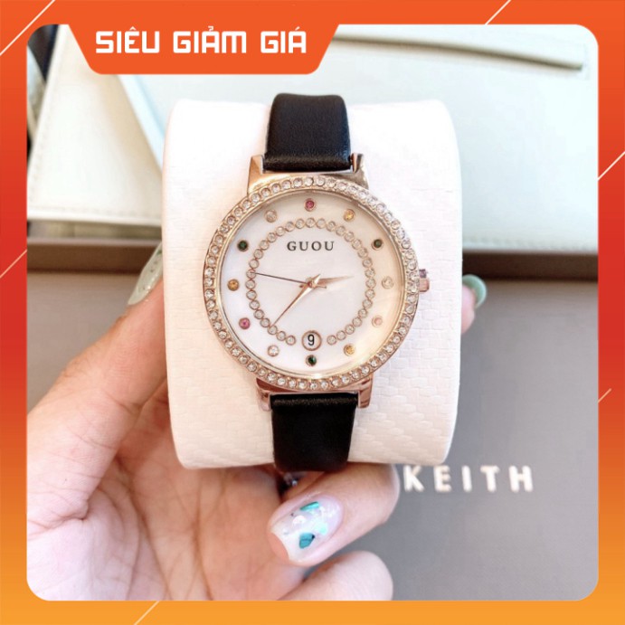 Đồng hồ nữ Guou mặt tròn dây da siêu bền , kiểu dáng thời thượng , trẻ trung