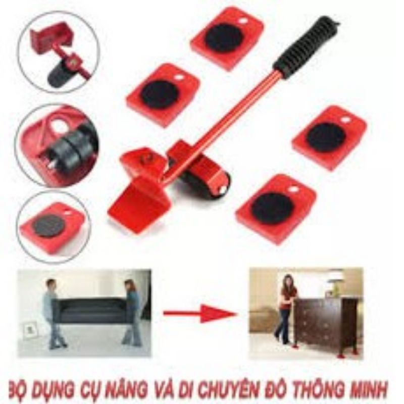 Bộ dụng cụ nâng đẩy và 4 bánh xe di chuyển vật nặng tiện ích- 4 bánh xe xoay 360đ