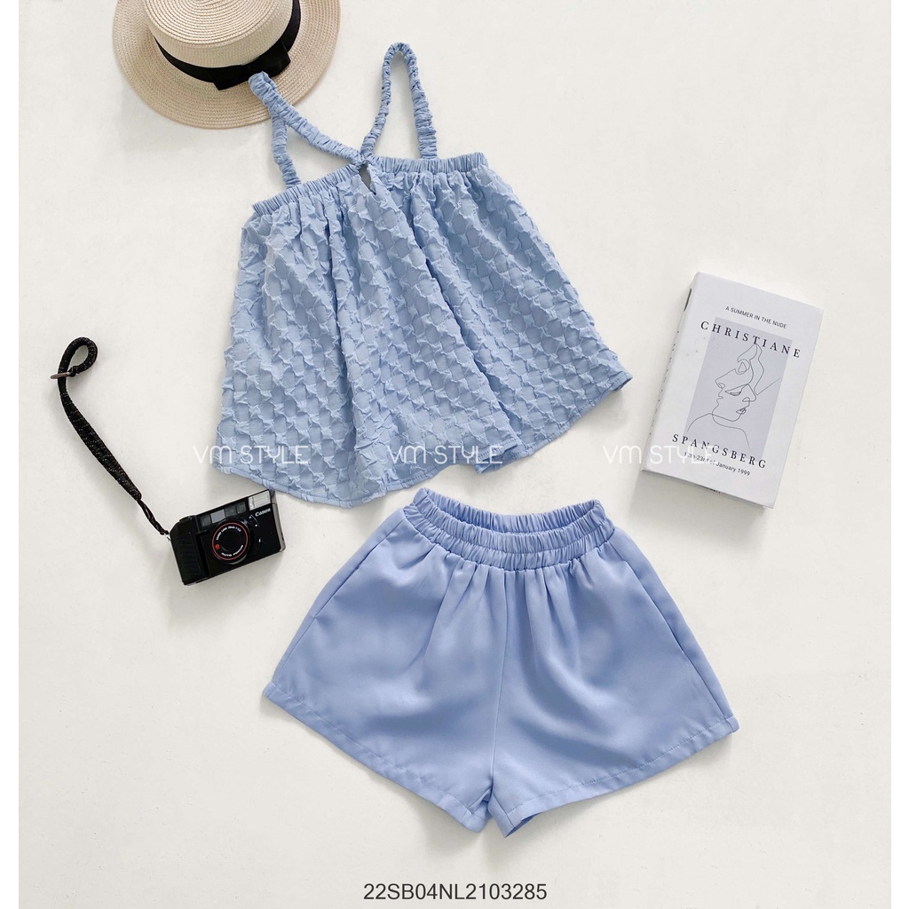 Set bộ nữ VM STYLE áo 2 dây chun + quần ngắn thời trang ulzzang 22SB04NL2103