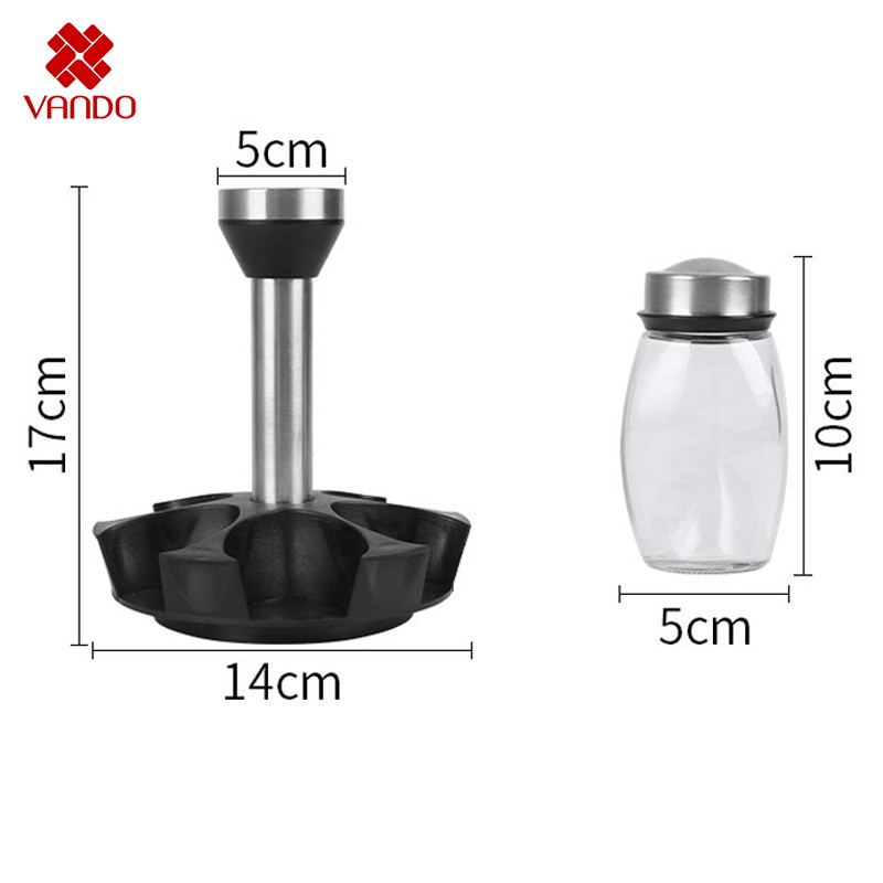 Bộ 6 lọ đựng gia vị thủy tinh xoay 360 độ, Hũ đựng gia vị cao cấp loại 1 cho đồ dùng nhà bếp