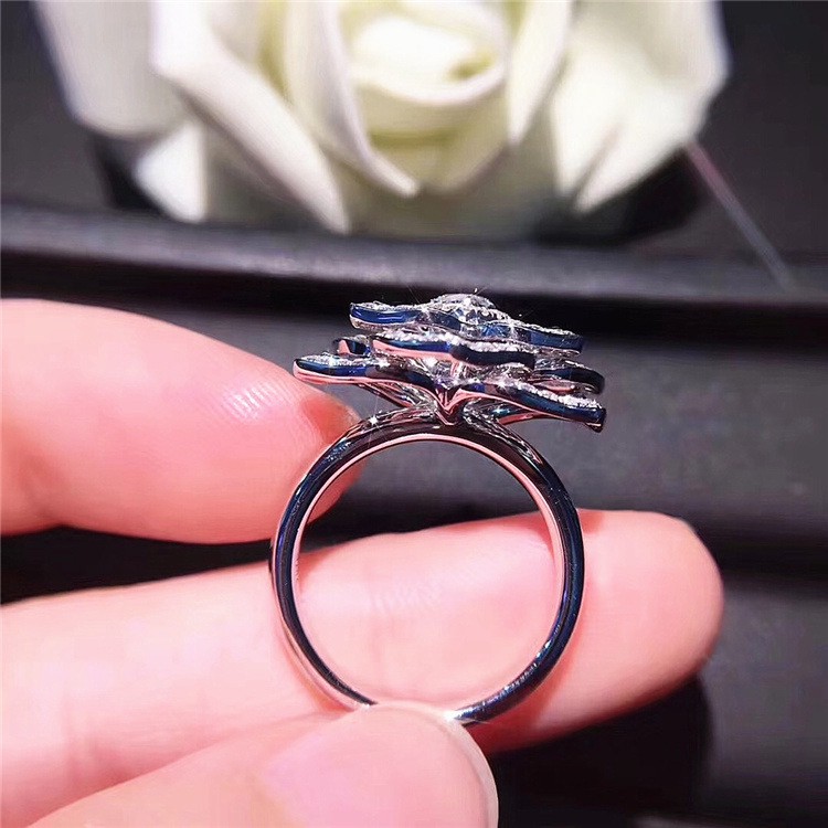 Hot Plated 18k Platinum Diamond Heart-Shaped Rose Diamond Engagement Women 's