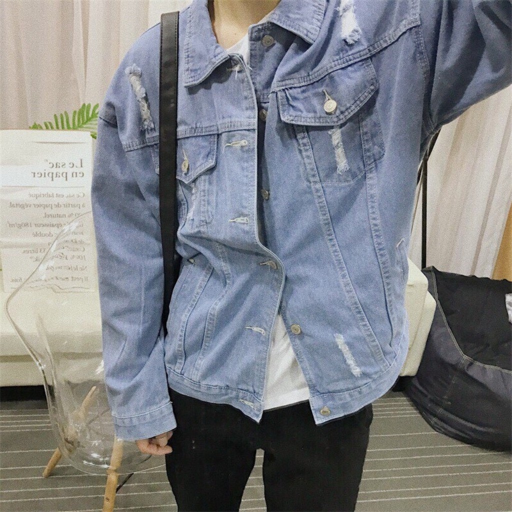 Áo Khoác Nam Vải Jean Cao Cấp Không Nhăn Không Xù Dễ Phối Đồ