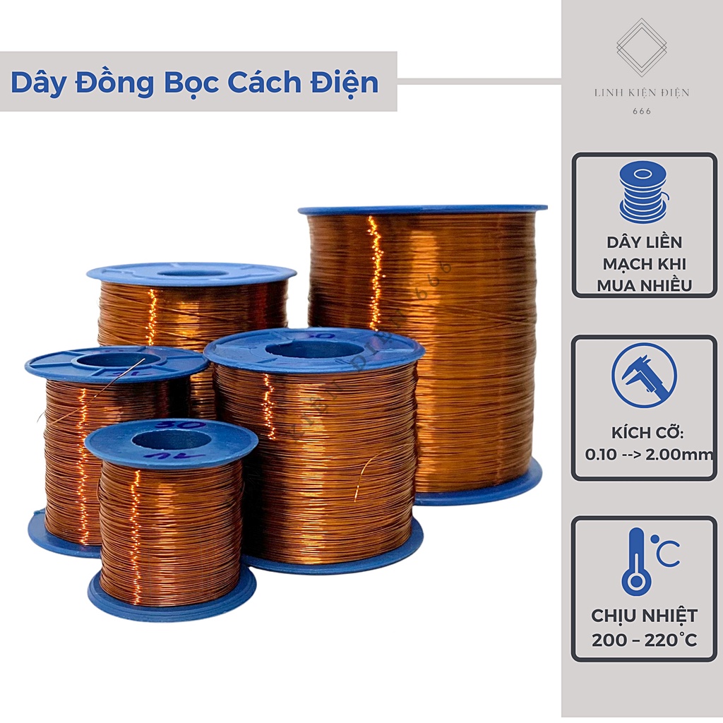 Dây Đồng Cách Điện (0.1 - 2.0 mm) 0.5 Kg và 1 Kg Quấn Biến Áp Quấn Motor