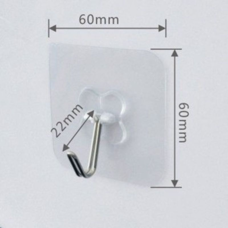 Móc Dán Tường Siêu Dính Trong Suốt 6*6 cm , Chịu Lực Tốt Treo Tường Chắc Chắn