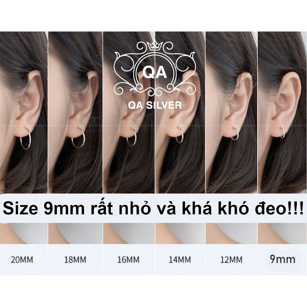 Khuyên tai bạc tròn nam nữ khoen vòng trơn có chốt lẫy S925 BASIC Silver Earrings QA SILVER EA170401