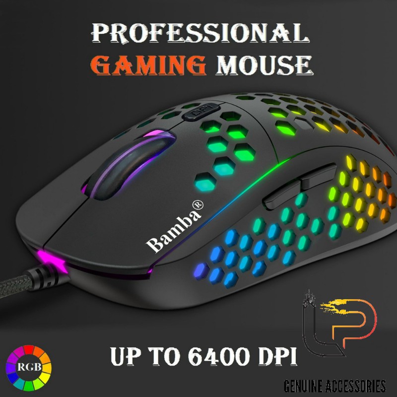 CHUỘT CHƠI GAME BAMBA B06 - MOUSE BAMBA B06 (MÀU ĐEN) CHUYÊN GAME LED RGB