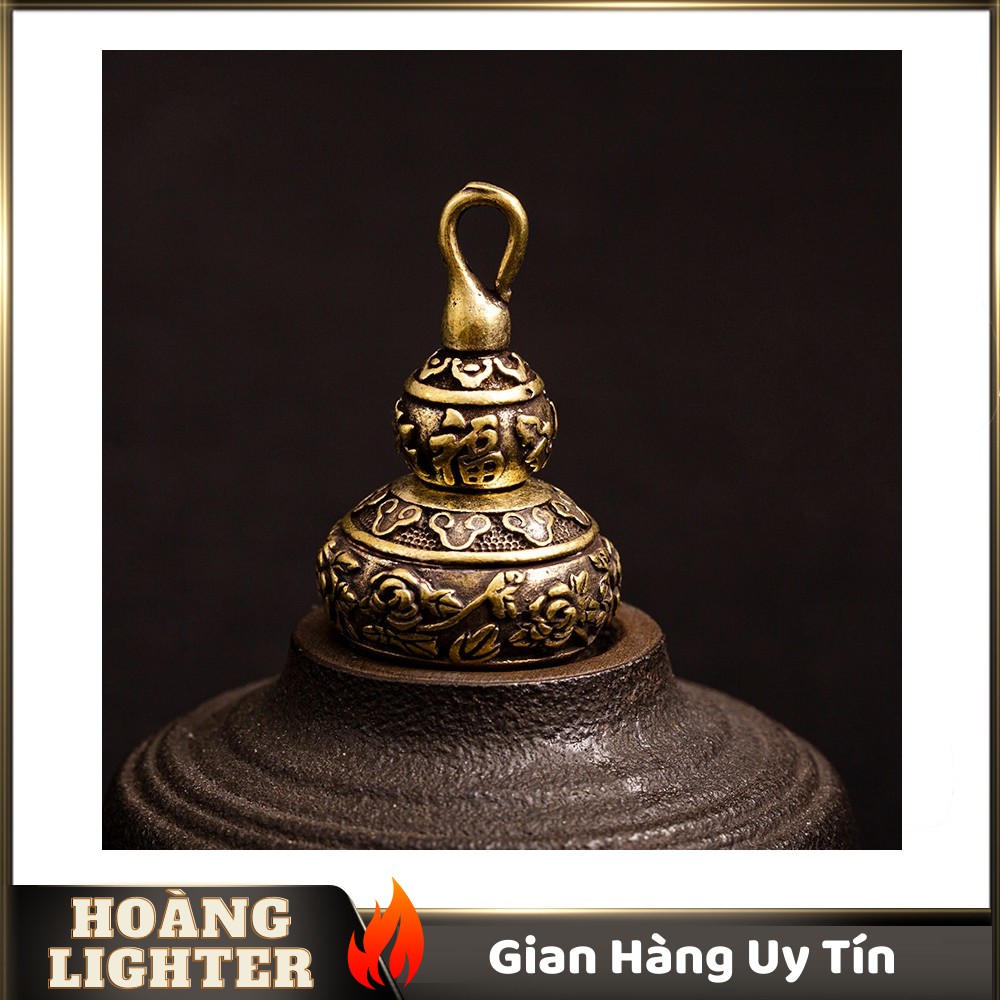 Tượng Đồng Phong Thủy Hình Bình Hồ Lô, Trang Trí Đem Lại May Mắn, Móc Khóa Mặt Dây Chuyền (Kích Thước: 3.8cm x 2.3cm)