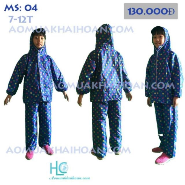 Bộ đồ áo mưa vải dù cao cấp in hình siêu bền đẹp trẻ em