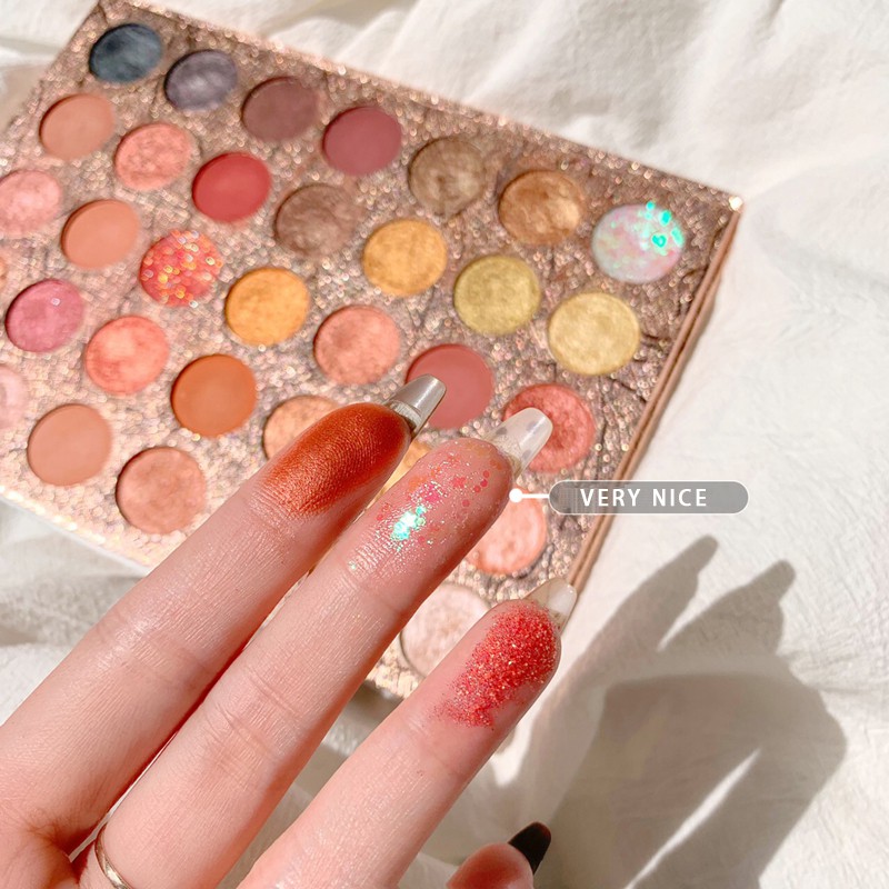 Bảng phấn mắt 35 màu lì và ánh ngọc trai tông đất để trang điểm | BigBuy360 - bigbuy360.vn