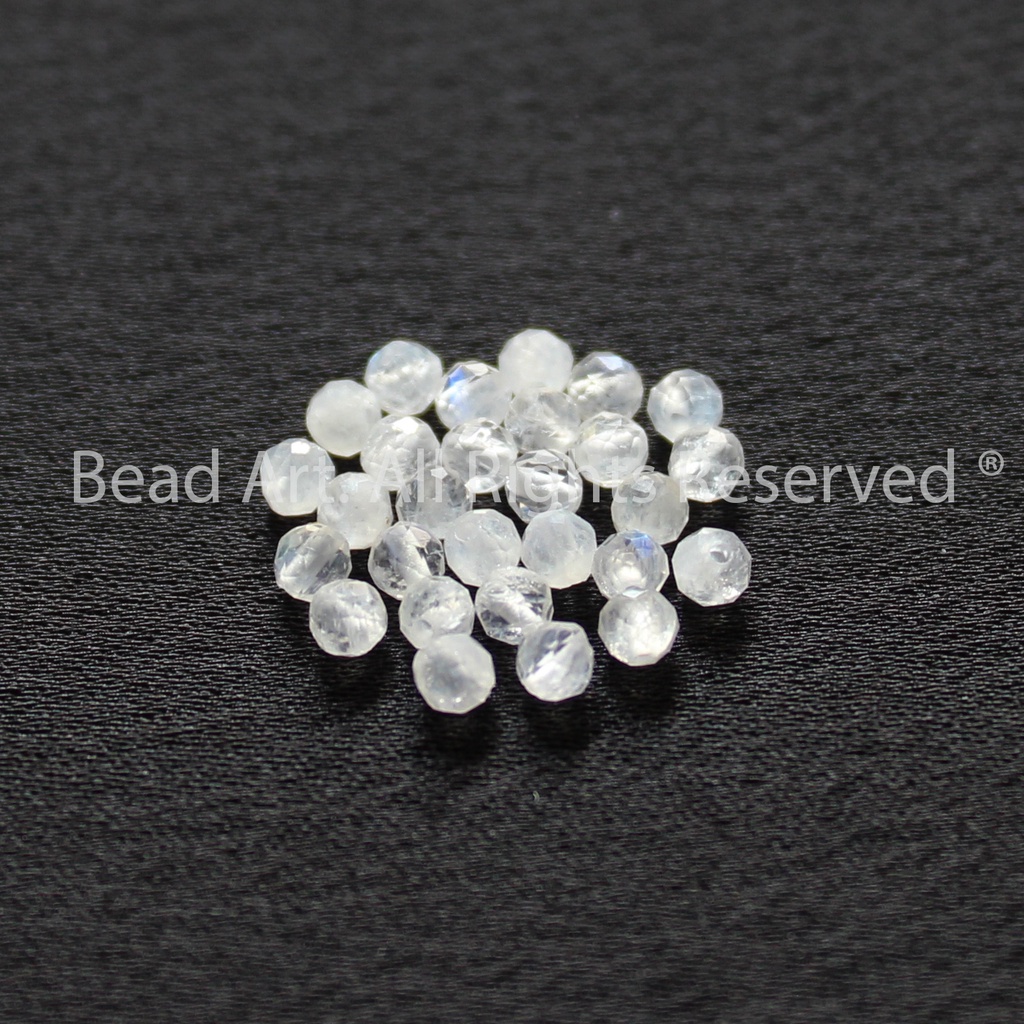 2.5MM Hạt Đá Ánh Trăng  Ánh Cầu Vồng, Đá Phong Thuỷ, Kim, Thuỷ S50 - Bead Art