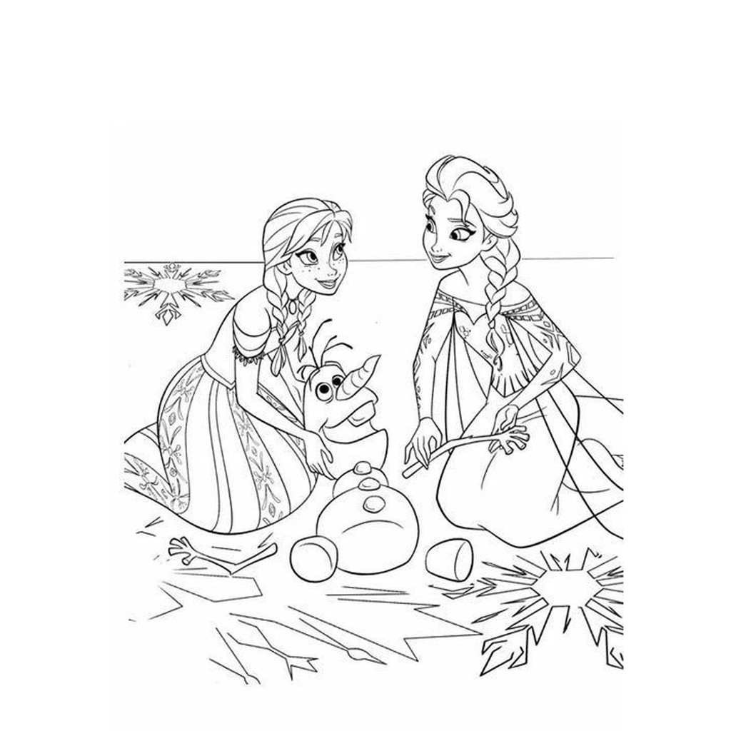 Bộ 10 Tranh tô màu sáp, màu nước Elsa và Anna cho bé tập tô sáng tạo khổ A4