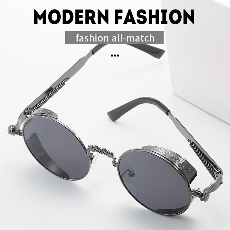 Kính Mát PTQ Gọng Tròn Họa Tiết Rồng / Phượng Hoàng Điêu Khắc Độc Đáo Thời Trang 2022