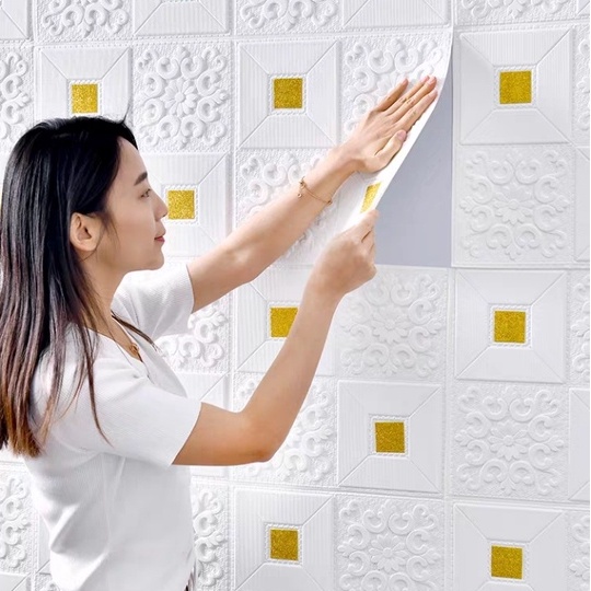 🔥Ưu đãi đặc biệt🔥 Giấy dán tường bằng xốp 3D chống va đập kháng nước chống ẩm dùng cho phông nền TV/phòng ngủ/trần nhà Giá Rẻ Nhất Tốt Nhất