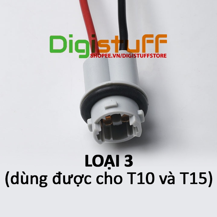 Bộ 2 chui / đui đèn chân T10 hoặc T15 thay đui đèn xi nhan demi xe máy xe hơi - dùng cho đèn LED hoặc đèn zin theo xe