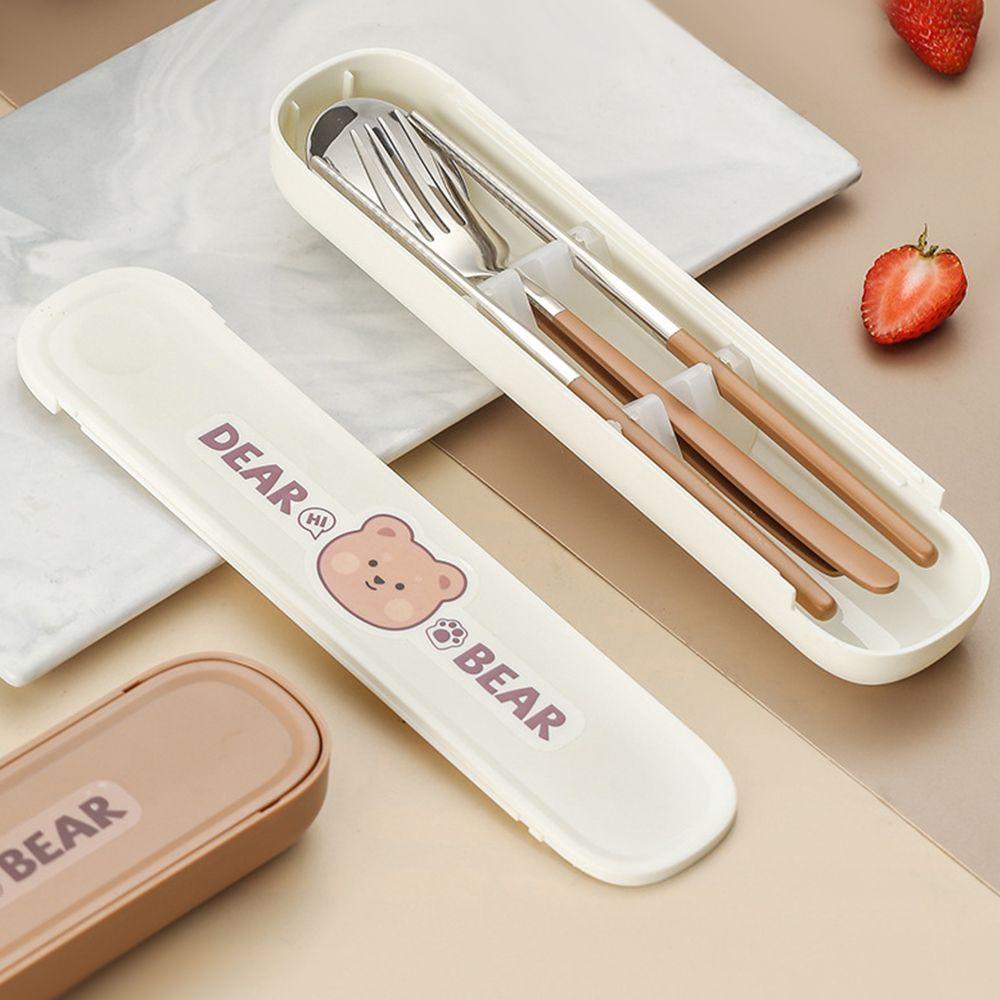 Bộ thìa đũa, hộp đựng đũa muỗng cá nhân dear bear cute inox 304 ăn cơm trưa văn phòng SUZUKO BAGS TM07