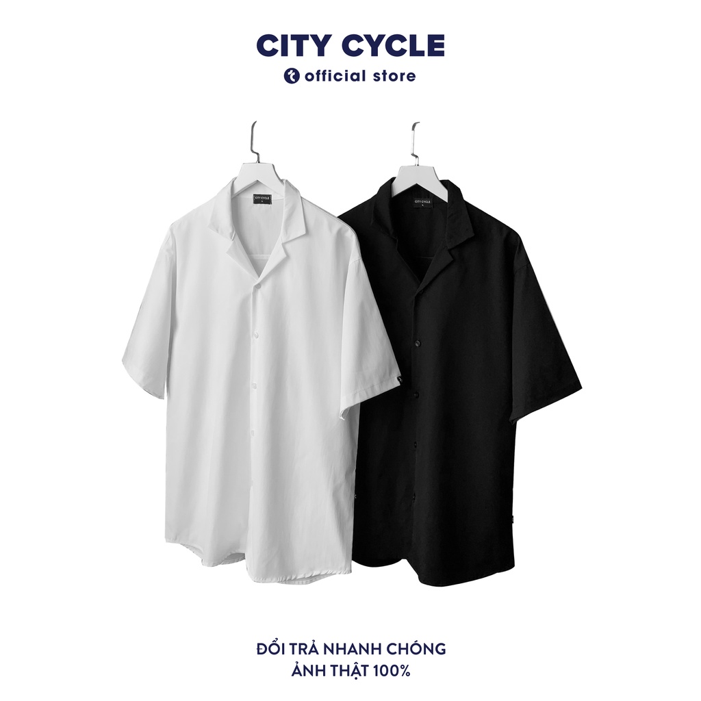 Áo sơ mi cổ vest ngắn tay City Cycle - áo sơ mi pijama cộc tay unisex form rộng Local brand