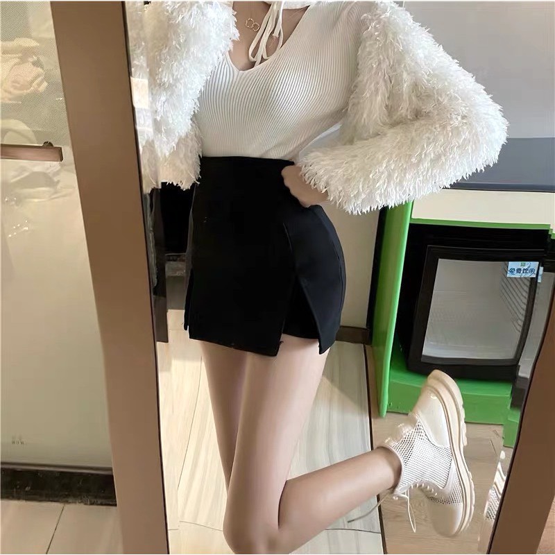 Quần Short Giả Váy Xẻ 2 Bên PEONYB Nữ [FREESHIP] Shorts đùi dáng ngắn chữ A, thun ôm body cạp cao bánh bèo Ulzzang HOT | BigBuy360 - bigbuy360.vn
