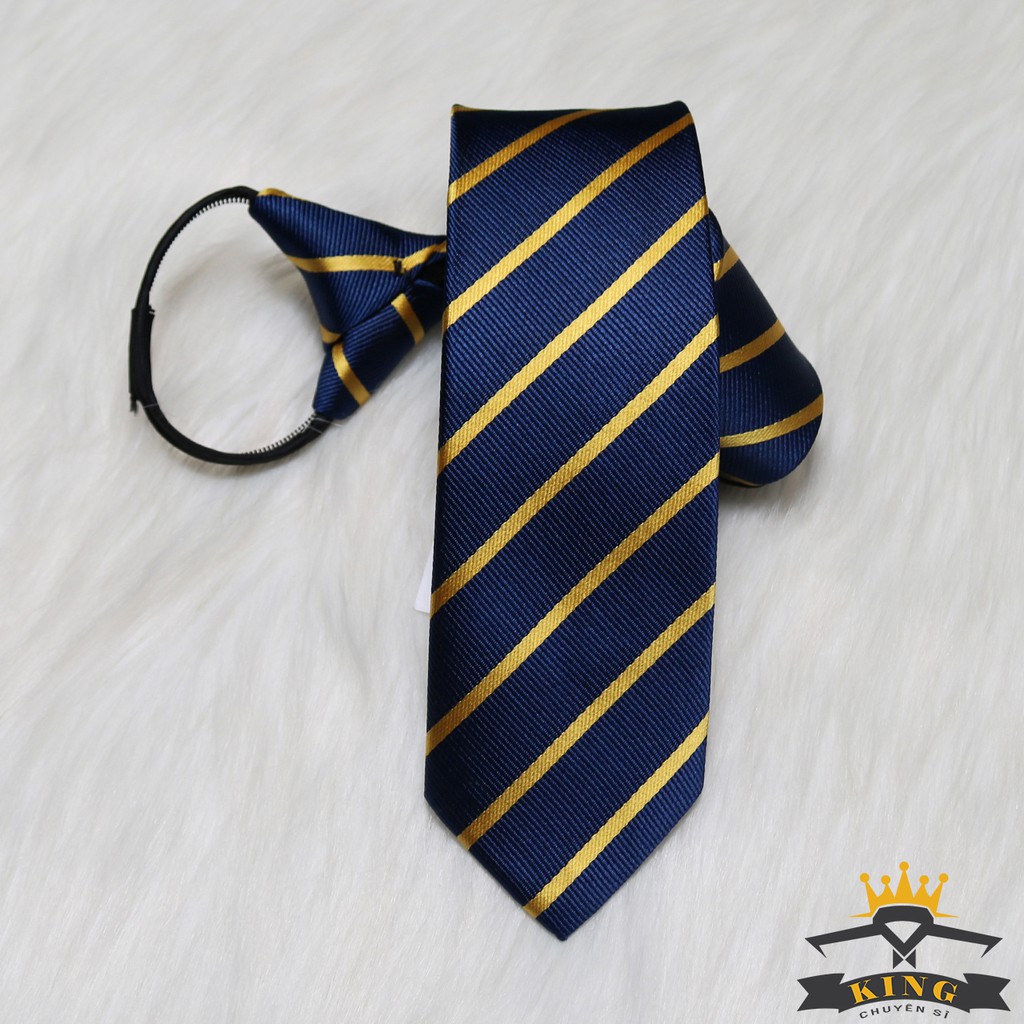 Cà vạt nam KING caravat thắt sẵn họa tiết sọc cho học sinh công sở và chú rể bản nhỏ 6cm style hàn quốc C020