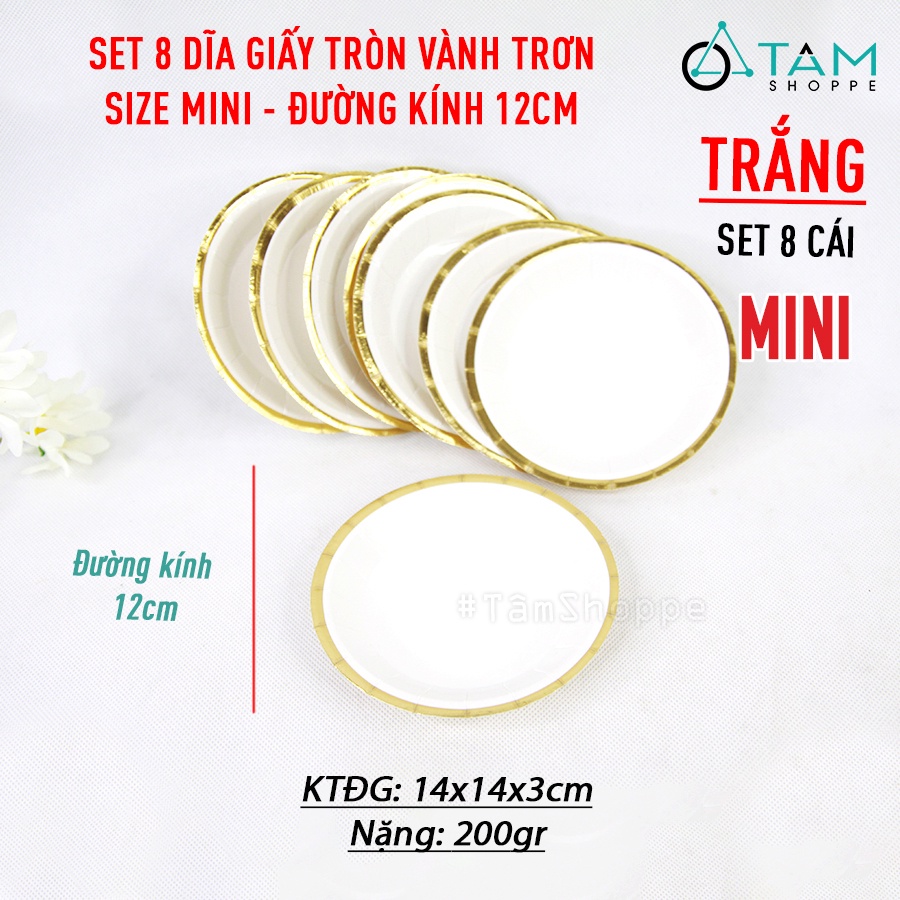 Set đồ giấy trang trí tiệc tông màu Trắng SETDG-06 TAN