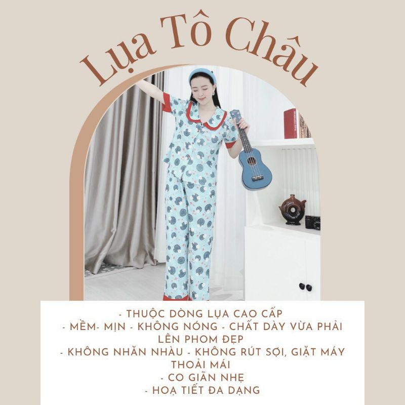 Bộ Pijama Lụa Mango Tô Châu Cao Cấp Quần Đùi Có SizeGiảm 10K Đơn 200K