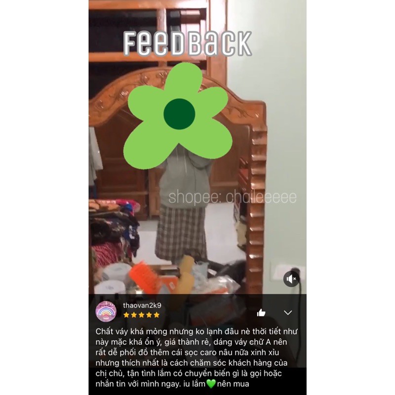 CHÂN VÁY CARO MÀU NÂU CHOCO HÀN QUỐC
