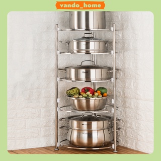 Kệ 4 5 Tầng INOX 304 Cao Cấp, Giá Đỡ Xoong Nồi Chảo Thông Minh Tiết Kiệm Không Gian Bếp VANDO
