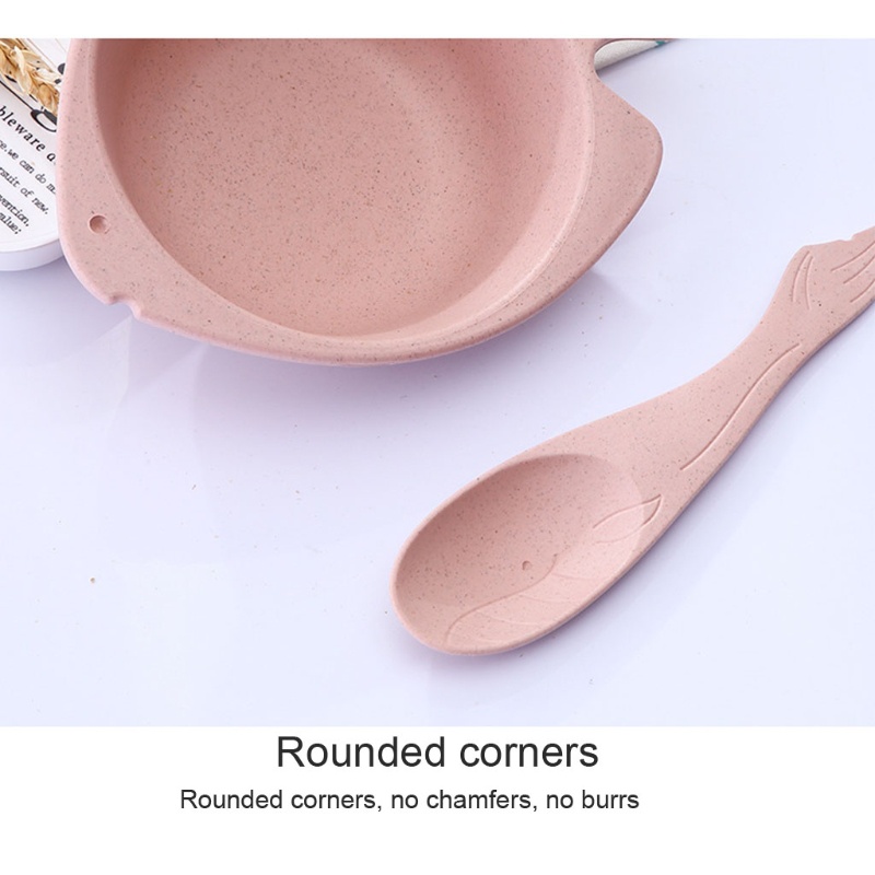 Bộ Bát Và Muỗng Hình Cá Hoạt Hình Bằng Rơm Lúa Mì Không Vỡ Có Thể Phân Hủy Sinh Học Dành Cho Trẻ Em