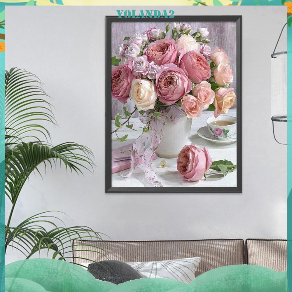 Tranh Thêu Chữ Thập 11CT Tự Làm Họa Tiết Hoa Size 30x40cm