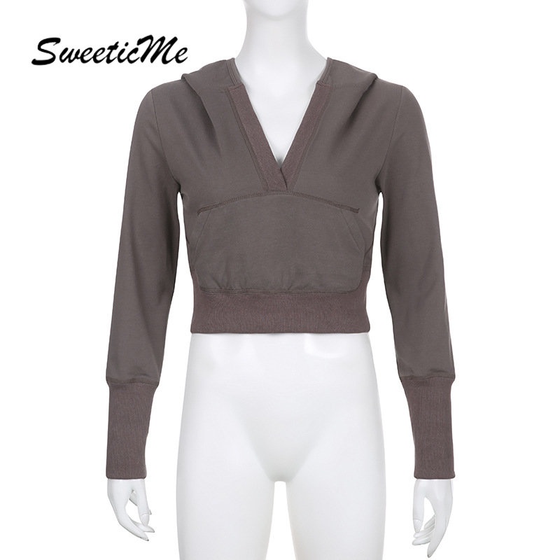 Áo Hoodie Tay Dài Màu Trơn Dáng Ôm Thời Trang 2022 Dành Cho Nữ