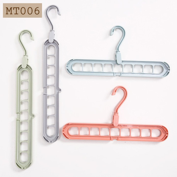Móc treo quần áo đa năng tiết kiệm diện tích, gấp gọn thông minh 9 lỗ móc tiện lợi MT006