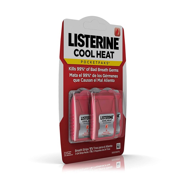 Miếng phim ngậm thơm miệng Listerine Cool Heat PocketPaks, 3 x 24