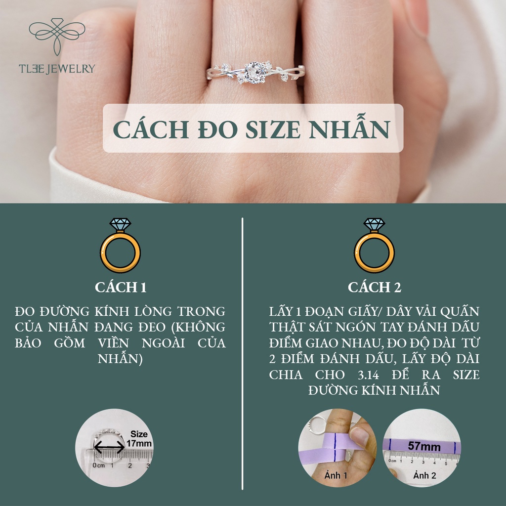 Nhẫn bạc nữ TLEE đính đá nhỏ lấp lánh dây xoắn nữ tính NCJ A0211