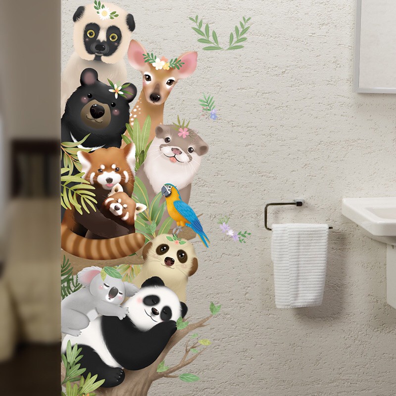 Decal trang trí tường - Những người bạn thú rừng dễ thưỡng