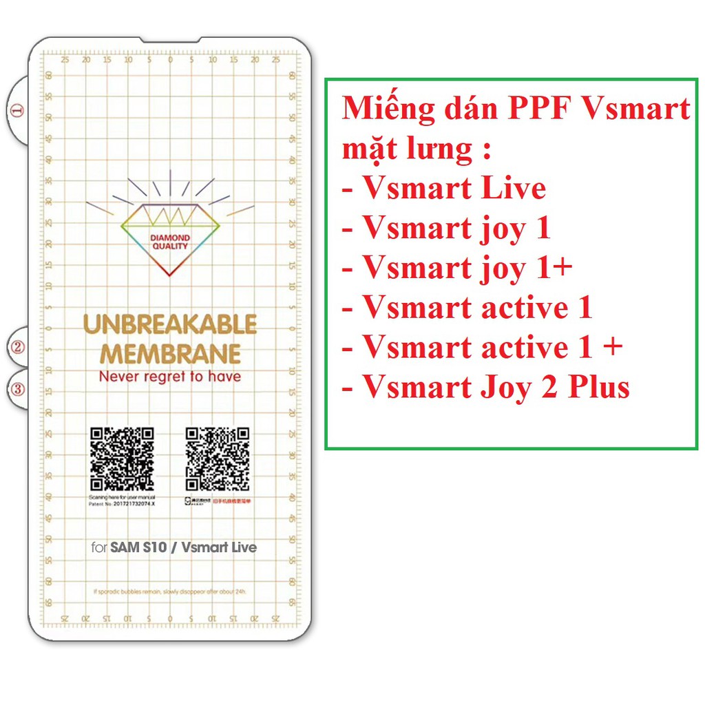 Miếng dán PPF phục hồi trầy xước Vsmart Live 4 / Vsmart Live / Vsmart Joy 4
