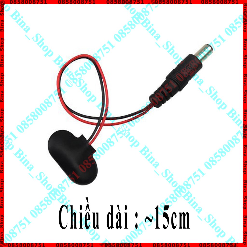 Cáp chuyển đổi từ pin 9V sang jack DC 5.5x2.1 dài 15cm