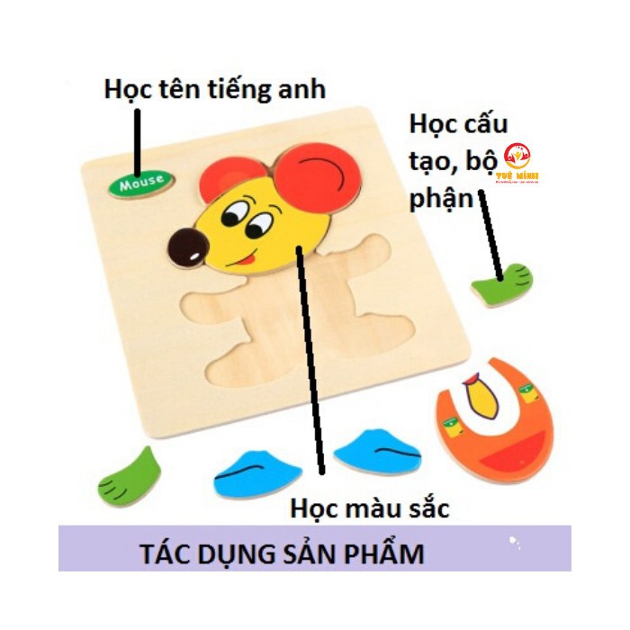 Đồ Chơi Xếp Hình, Lắp Ráp Tranh Ghép Gỗ 3D Nhiều Hình Ngộ Nghĩnh Cho Bé Phát Triển Trí Tuệ Và Sự Khéo Léo J33